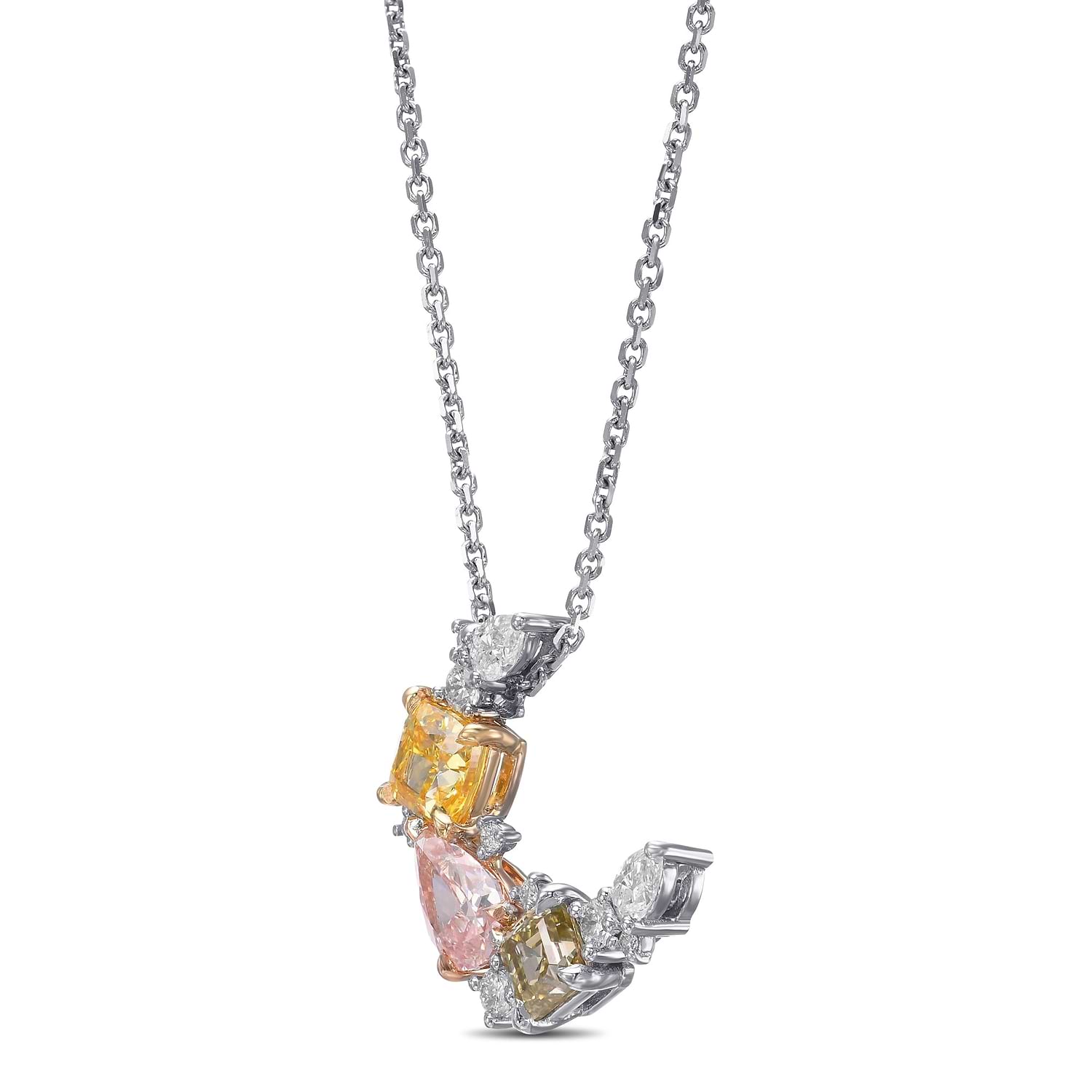 Multi Color Half Moon Diamond Couture Pendant