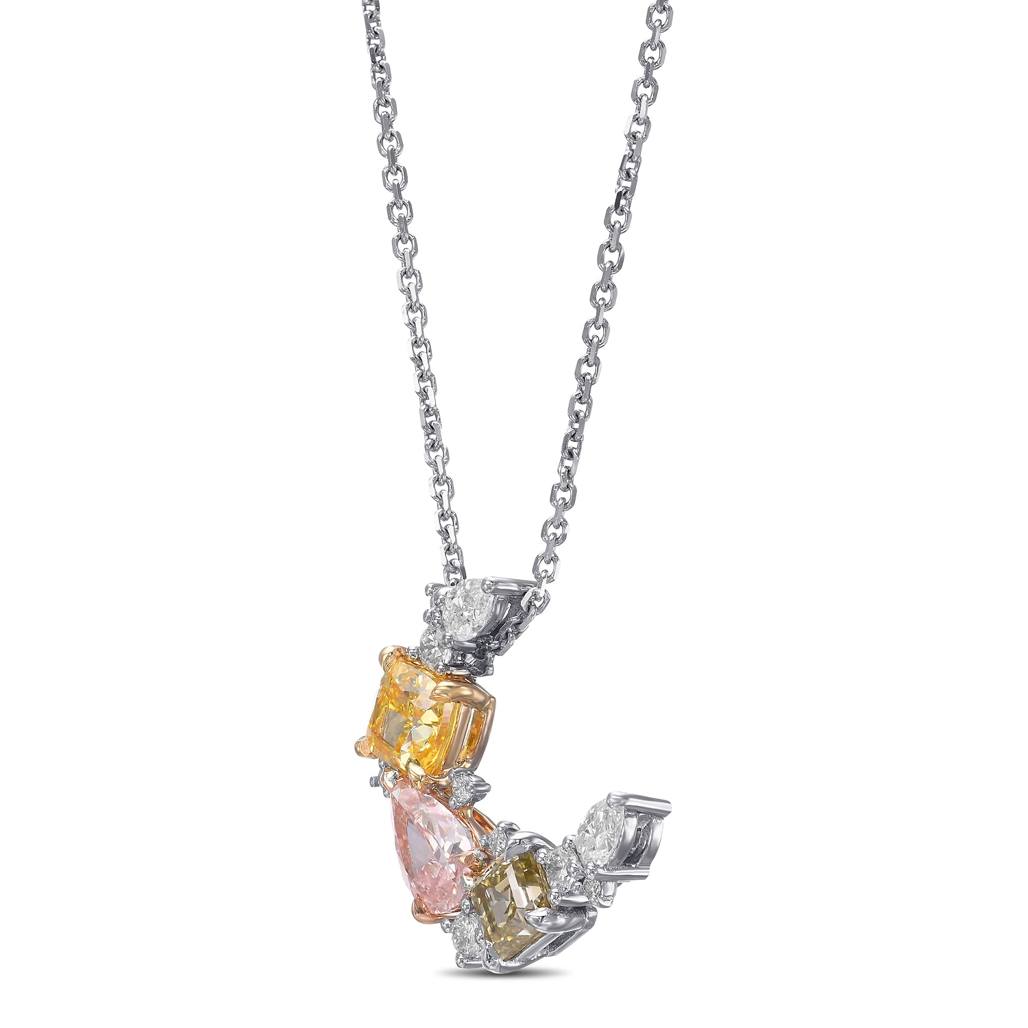 Multi Color Half Moon Diamond Couture Pendant