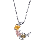 Multi Color Half Moon Diamond Couture Pendant