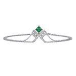 Princess Emerald Leibish Logo Pave Bracelet