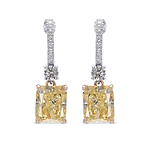 Fancy Light Yellow Radiant Diamond Drop Earrings