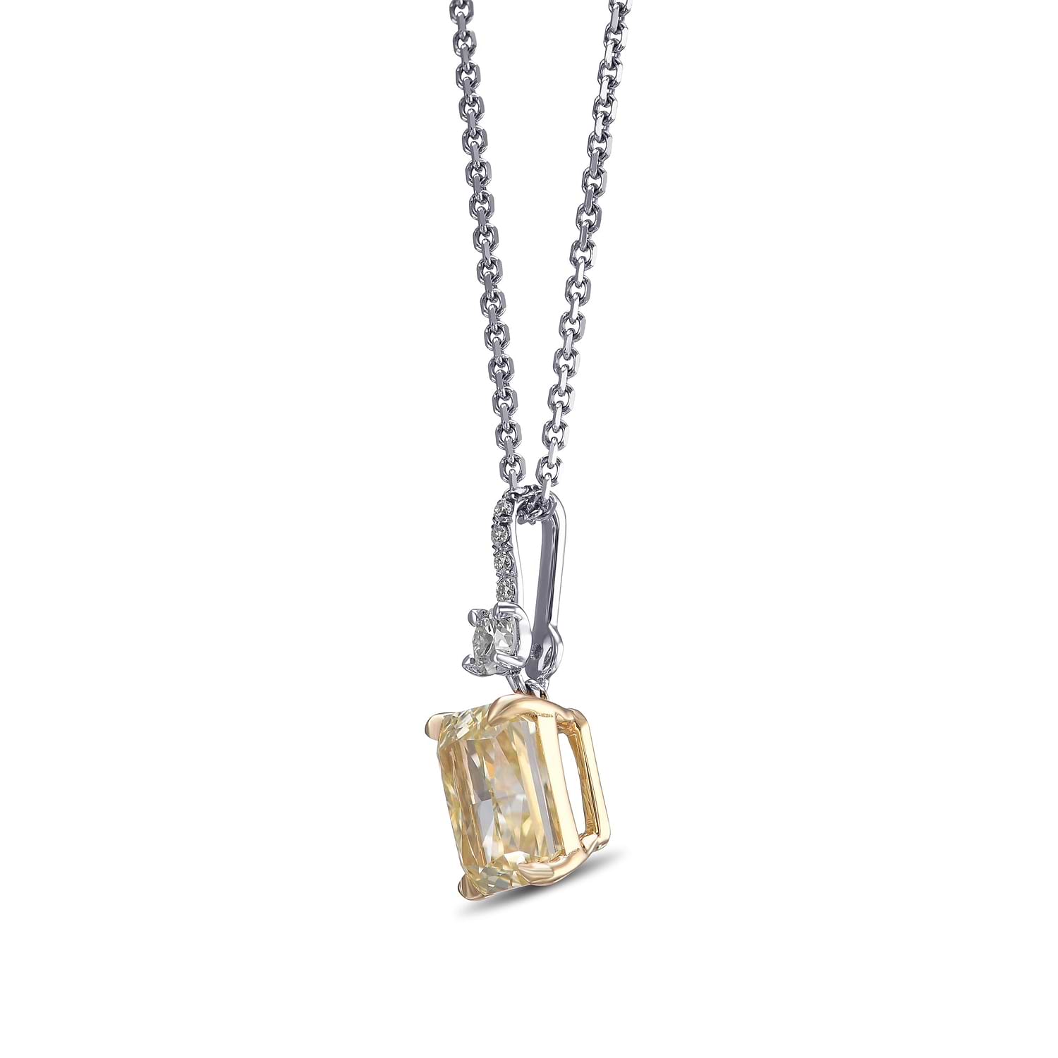 Fancy Light Yellow Radiant Drop Diamond Pendant
