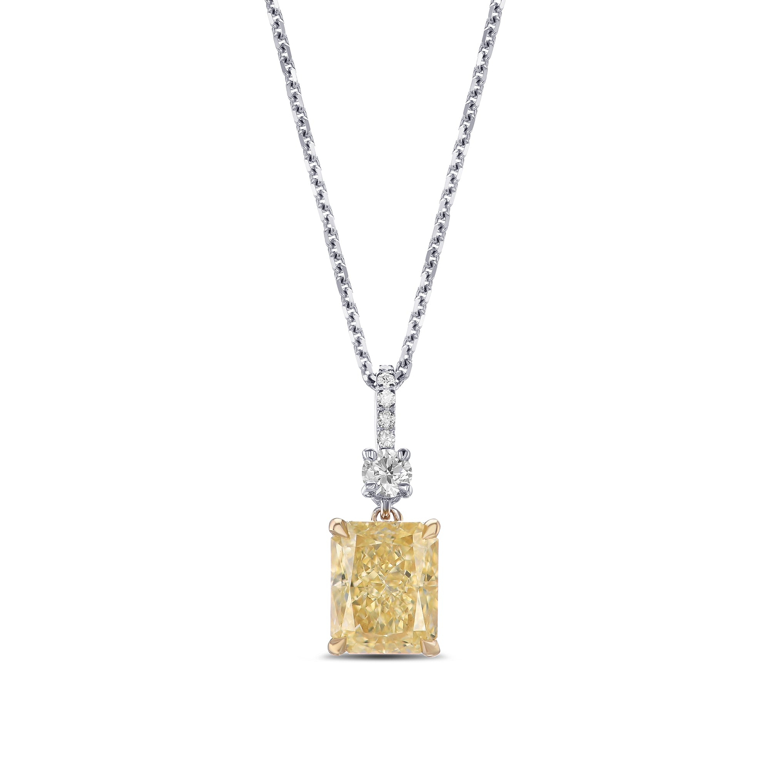 Fancy Light Yellow Radiant Drop Diamond Pendant