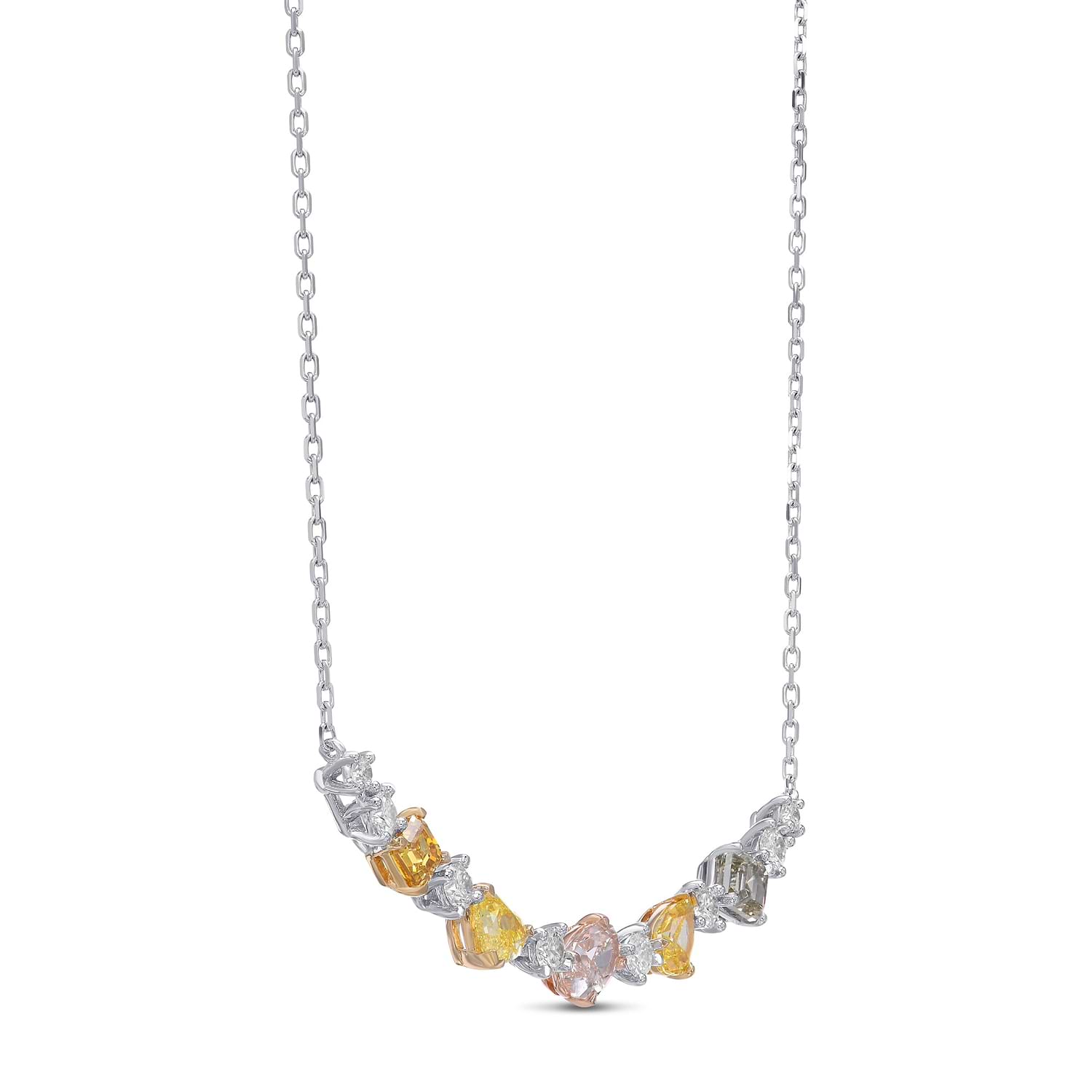 Multicolor and White Diamond Necklace