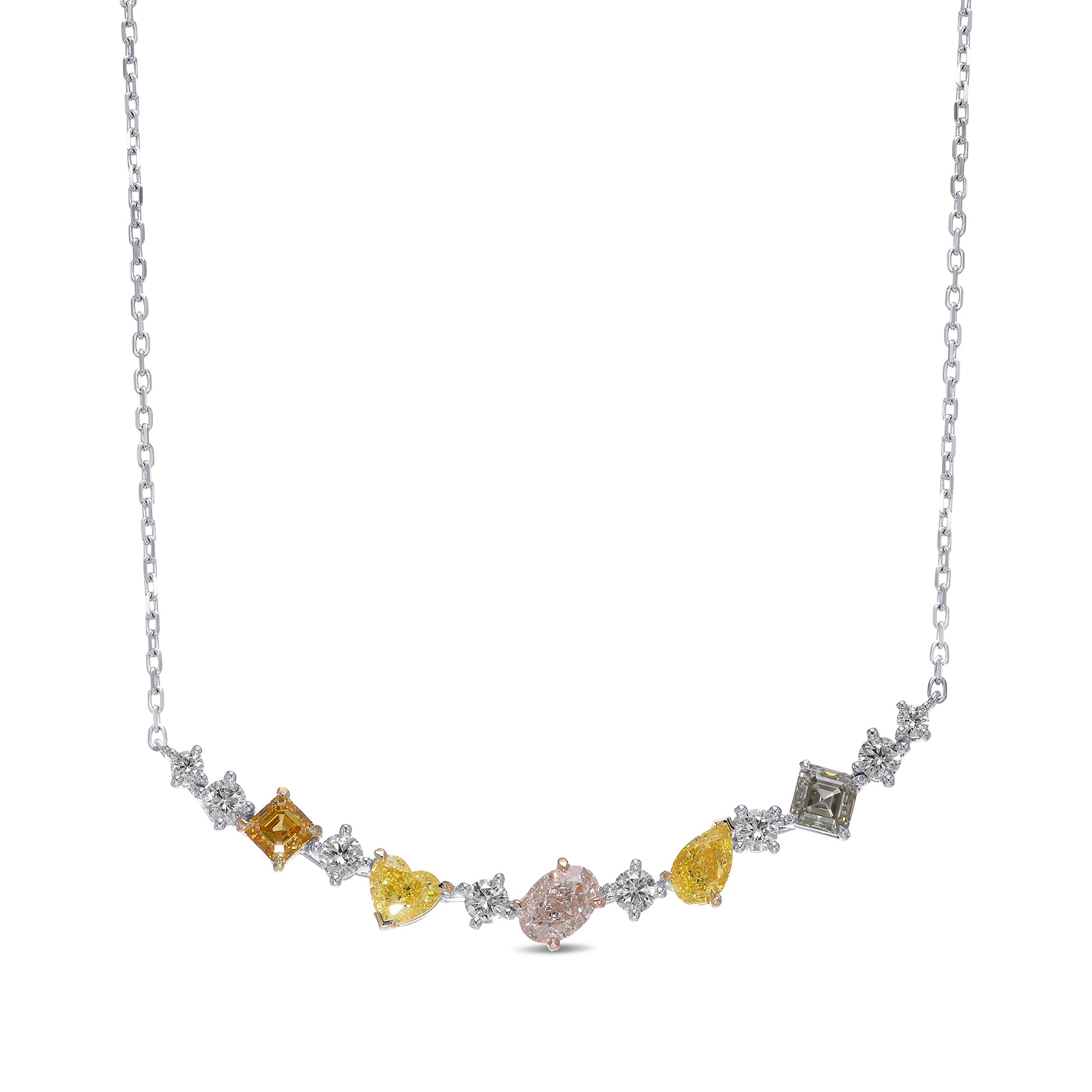 Multicolor and White Diamond Necklace