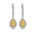 Fancy Intense Yellow Pear Diamond Halo Drop Earrings