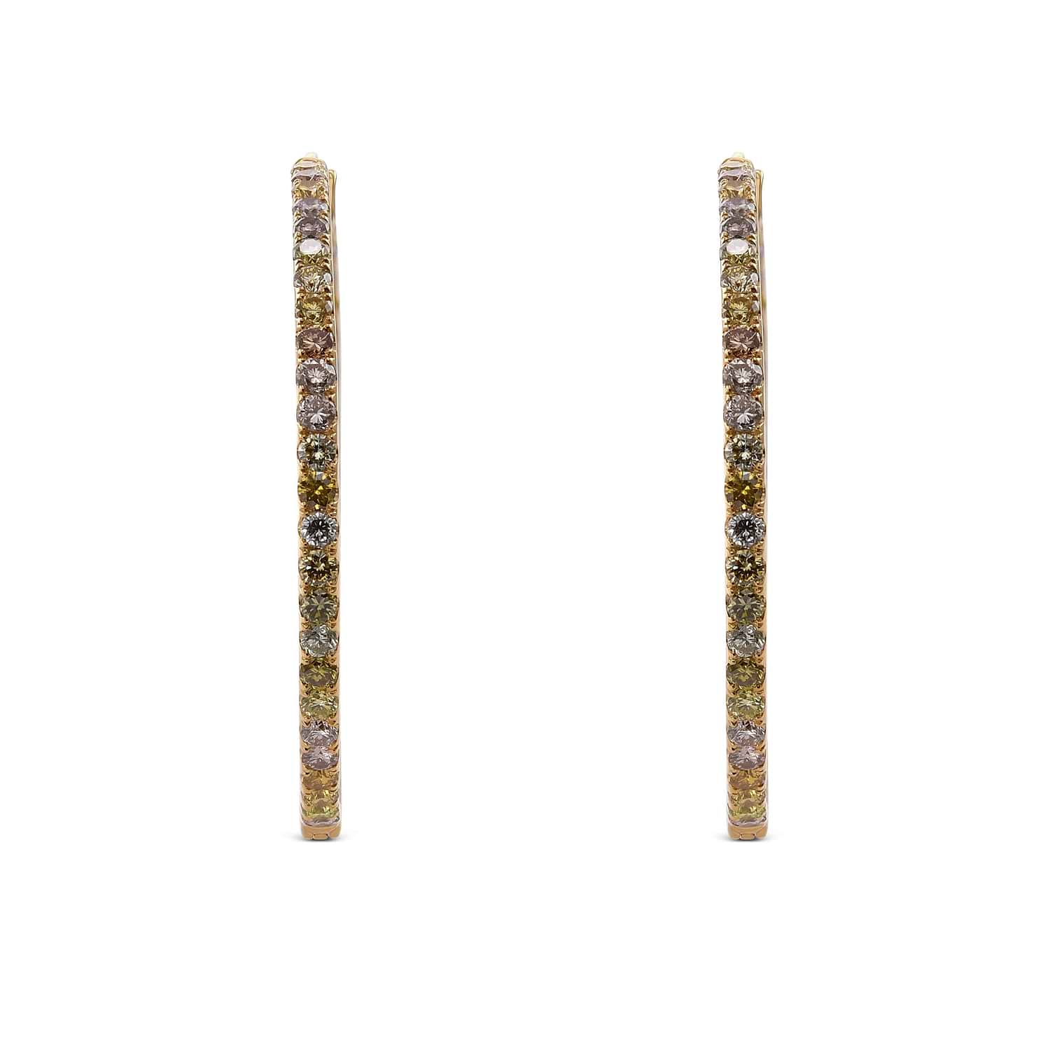 Multicolor Round Brilliant Diamond Hoop Earrings
