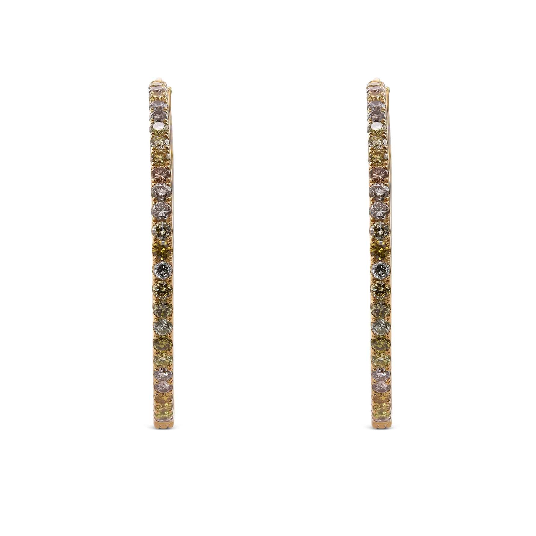 Multicolor Round Brilliant Diamond Hoop Earrings