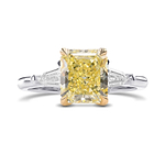 Fancy Yellow Radiant Three-stone Diamond Ring