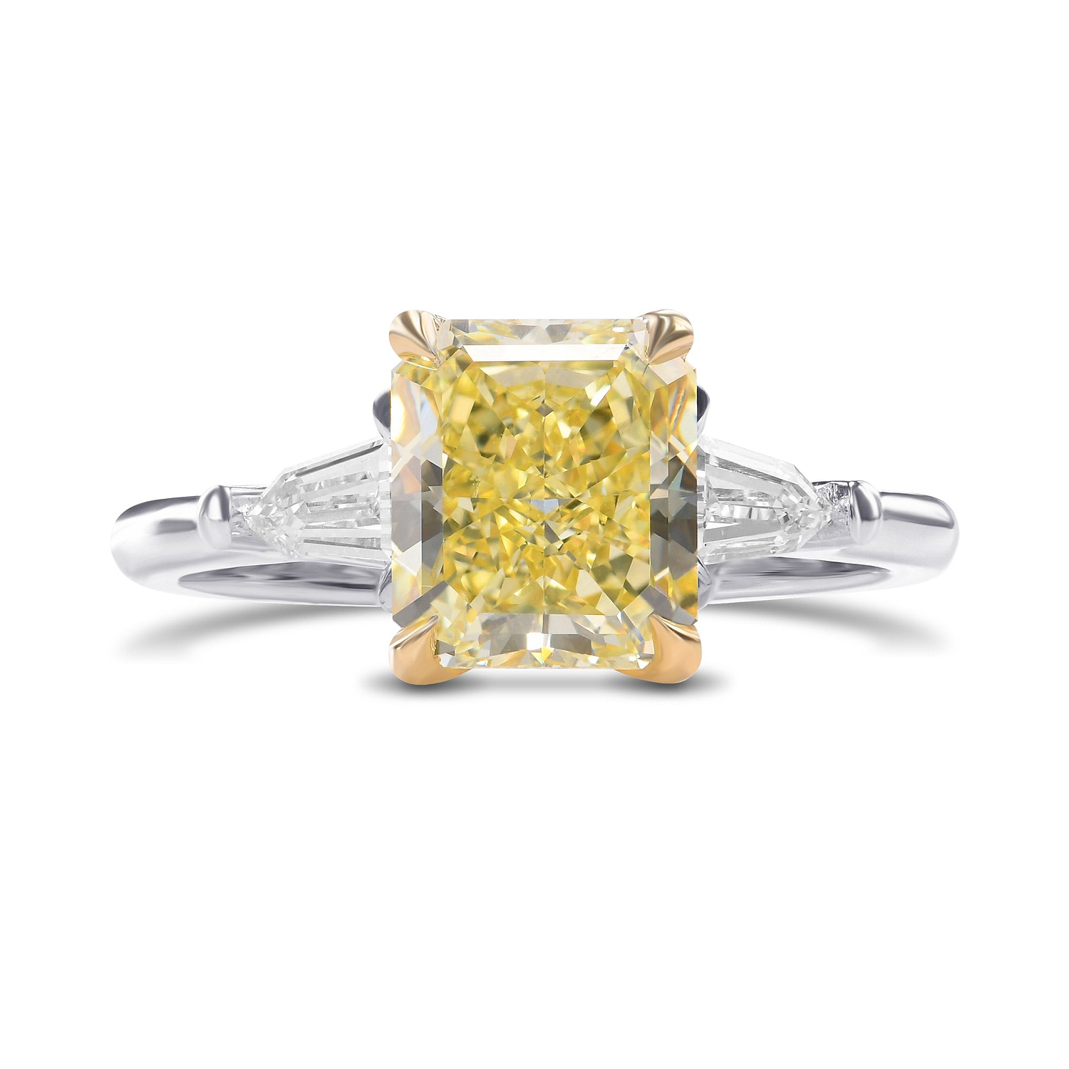 Fancy Yellow Radiant Three-stone Diamond Ring