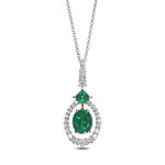 Oval Muzo Emerald and Diamond Halo Pendant