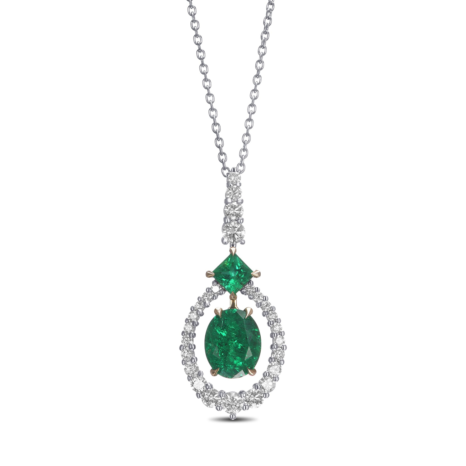 Oval Muzo Emerald and Diamond Halo Pendant
