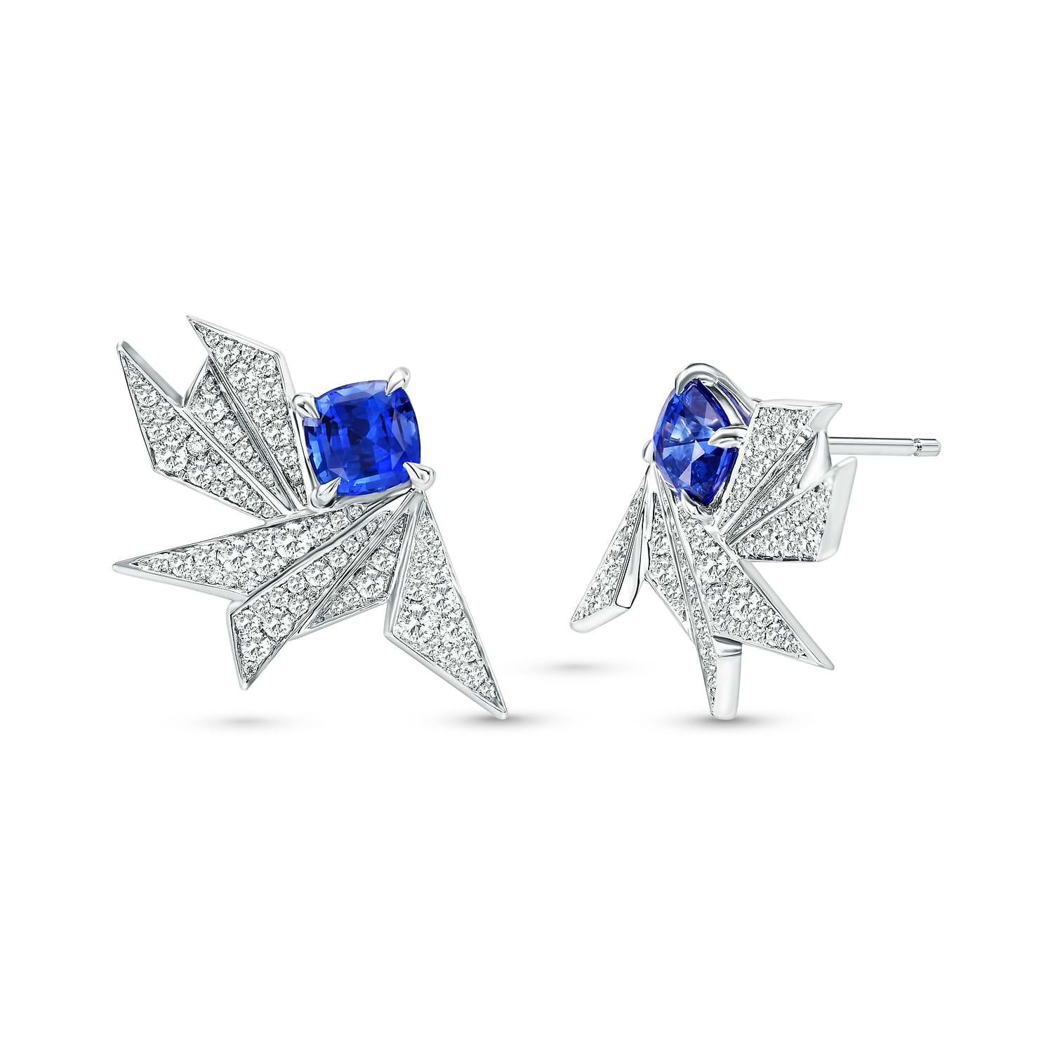 Blue Sapphire and Diamond Pave Couture Earrings