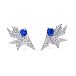 Blue Sapphire and Diamond Pave Couture Earrings