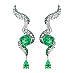 Colombian Green Emerald and Diamond Drop Earrings