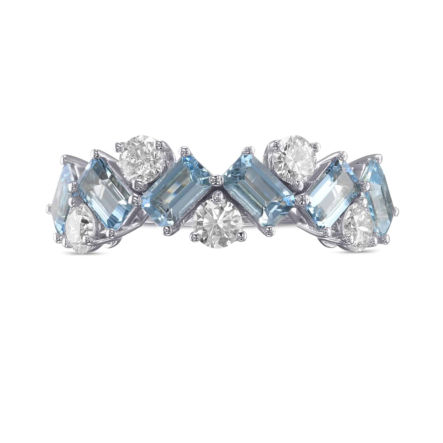 Aquamarine and Diamond Band Ring