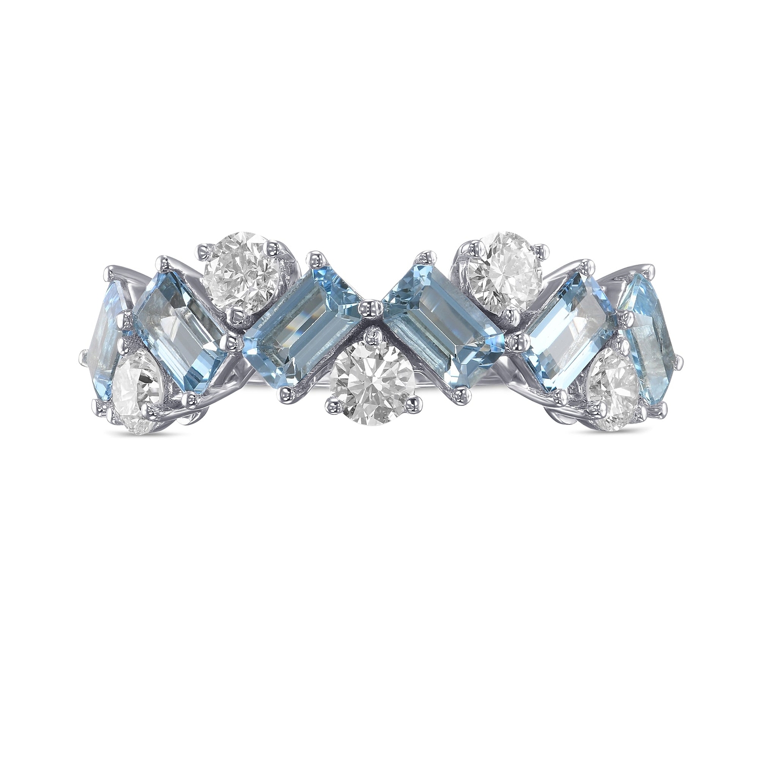 Aquamarine and Diamond Band Ring