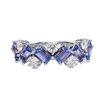 Tanzanite and Diamond Band Ring