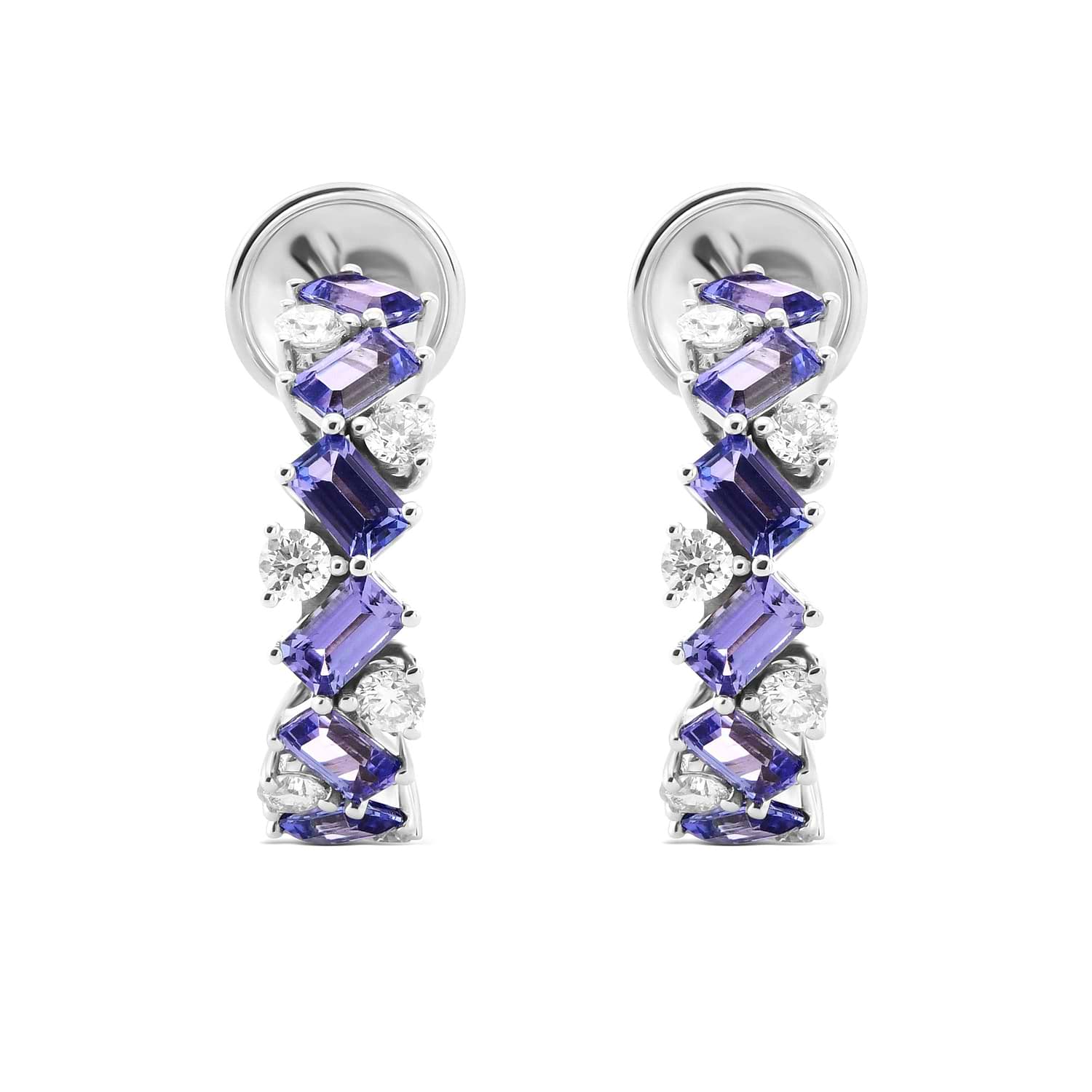 Tanzanite and Diamond Hoop Earrings