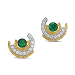 Round Emerald and Diamond Couture Earrings