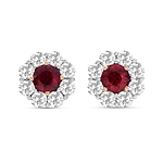 Mozambique Pigeon Blood Ruby & Diamond Floral Halo Earrings
