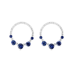 Blue Round Sapphire & Diamond Earrings