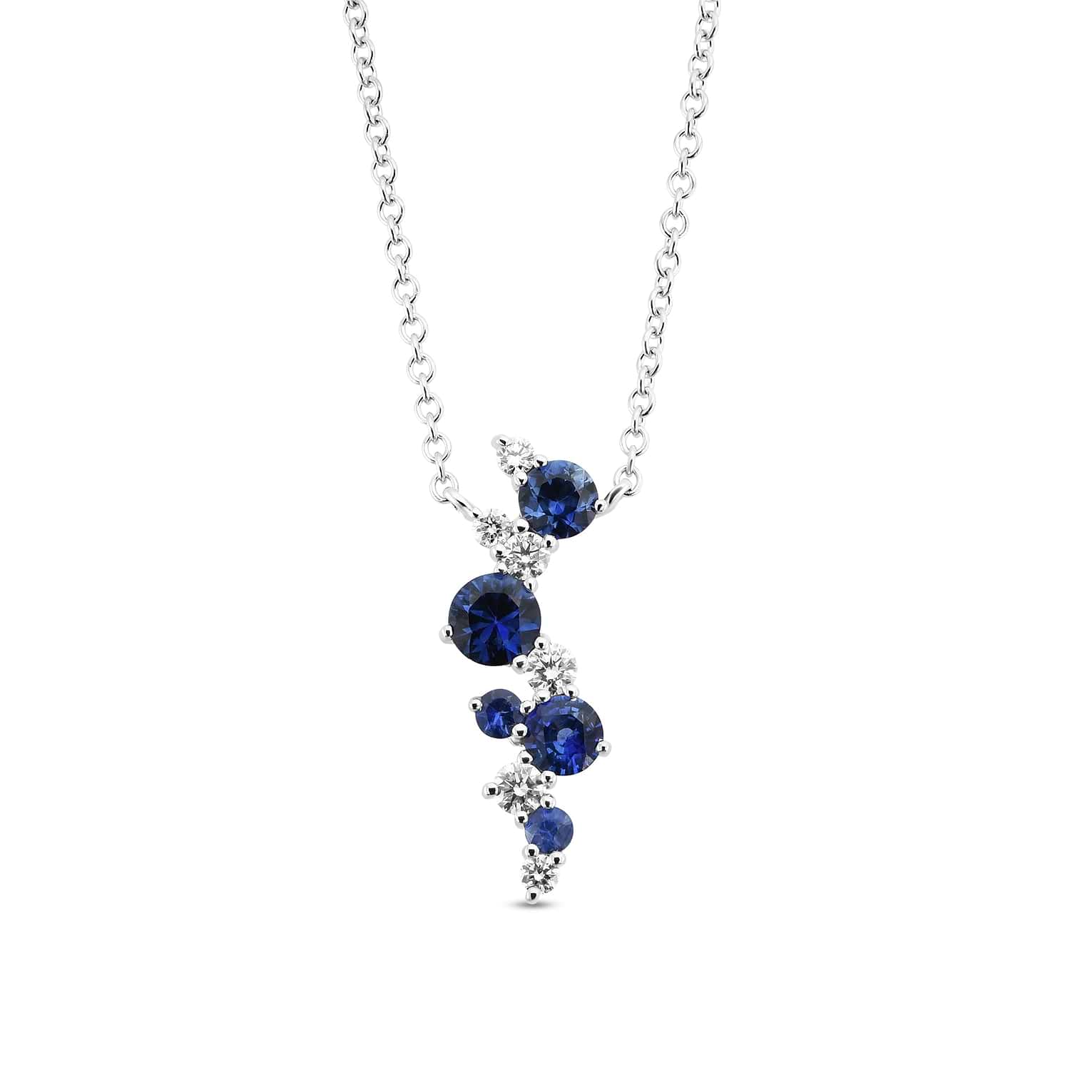 Blue Sapphire & Diamond Drop Pendant