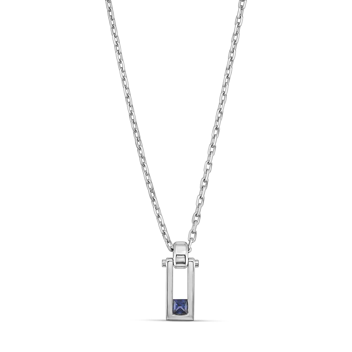 Blue Princess-cut Sapphire & Diamond Men's Pendant