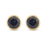 Blue Sapphire Round Brilliant Bezel Stud Earrings