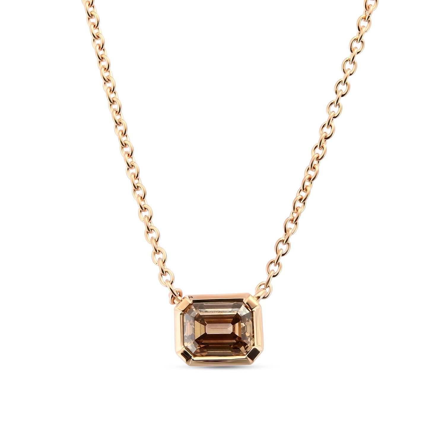 Fancy Brown Diamond Solitaire Bezel Pendant