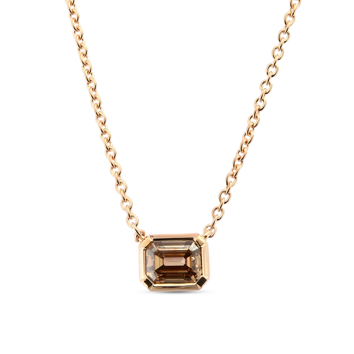 Fancy Brown Diamond Solitaire Bezel Pendant