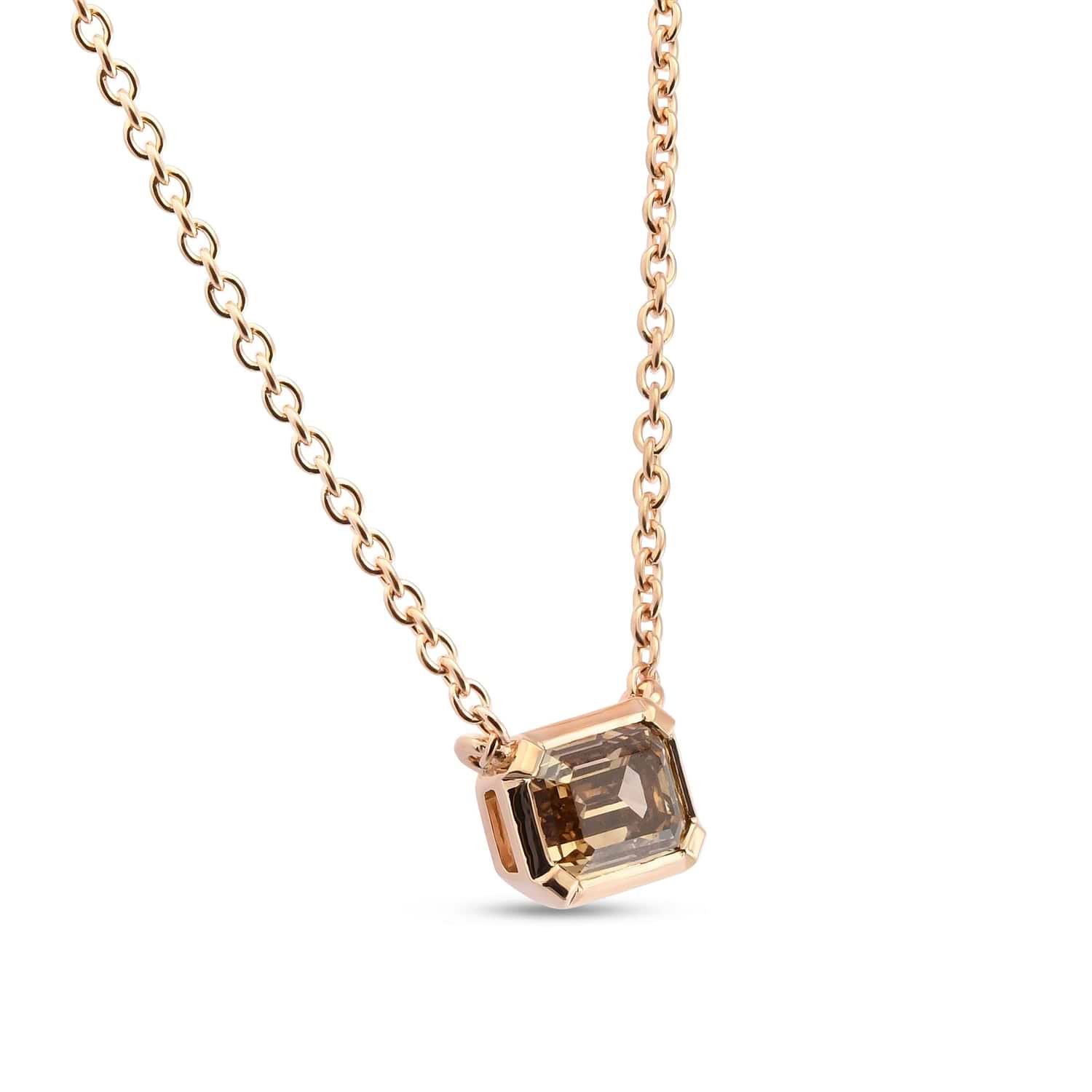 Fancy Brown Diamond Solitaire Bezel Pendant