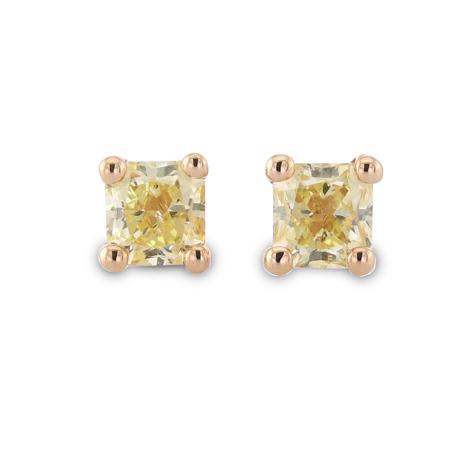 Fancy Yellow Radiant Martini Stud diamond Earrings