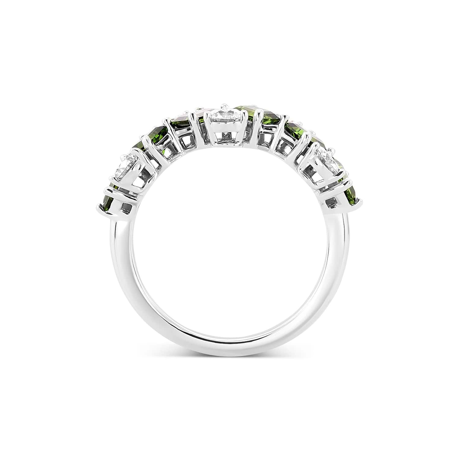 Green Tourmaline and Diamond Band Ring