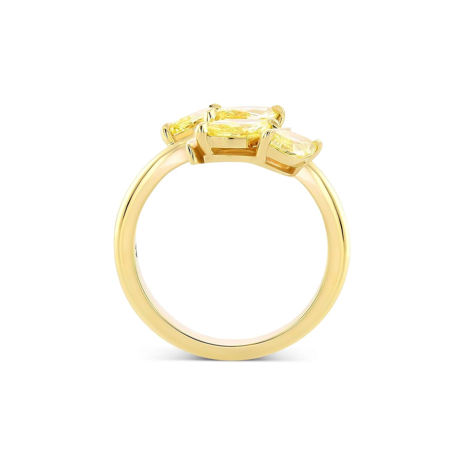 4 Stone Fancy Intense Yellow Marquise Crossover Ring
