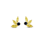 Blue Sapphire and Fancy Intense Yellow Marquise Couture Diamond Earrings