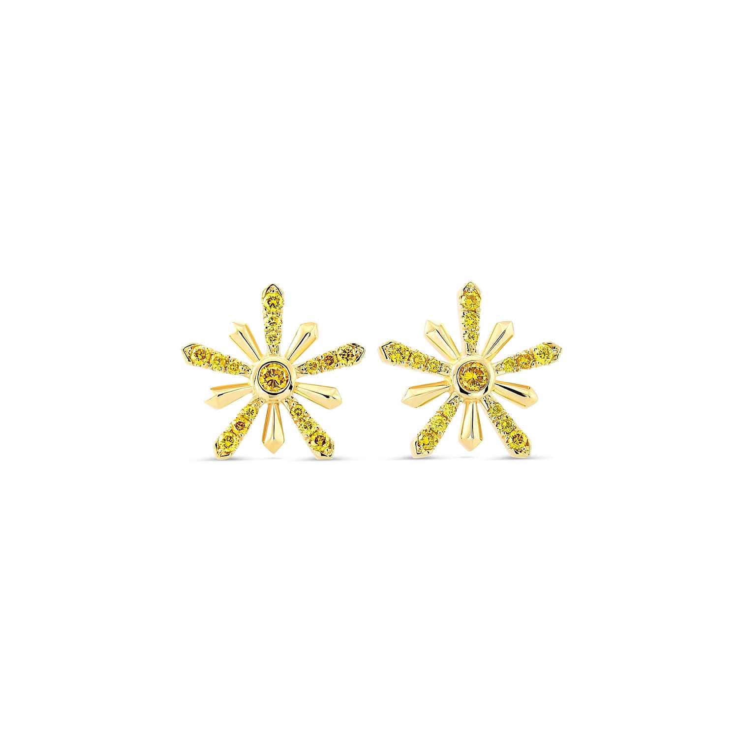 Fancy Vivid Yellow Round Diamond Stud Earrings