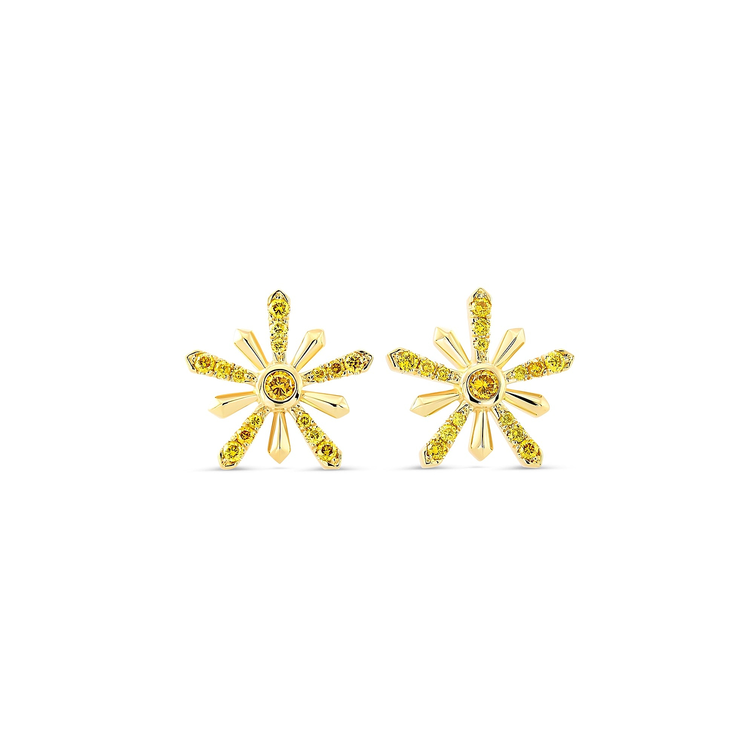 Fancy Vivid Yellow Round Diamond Stud Earrings