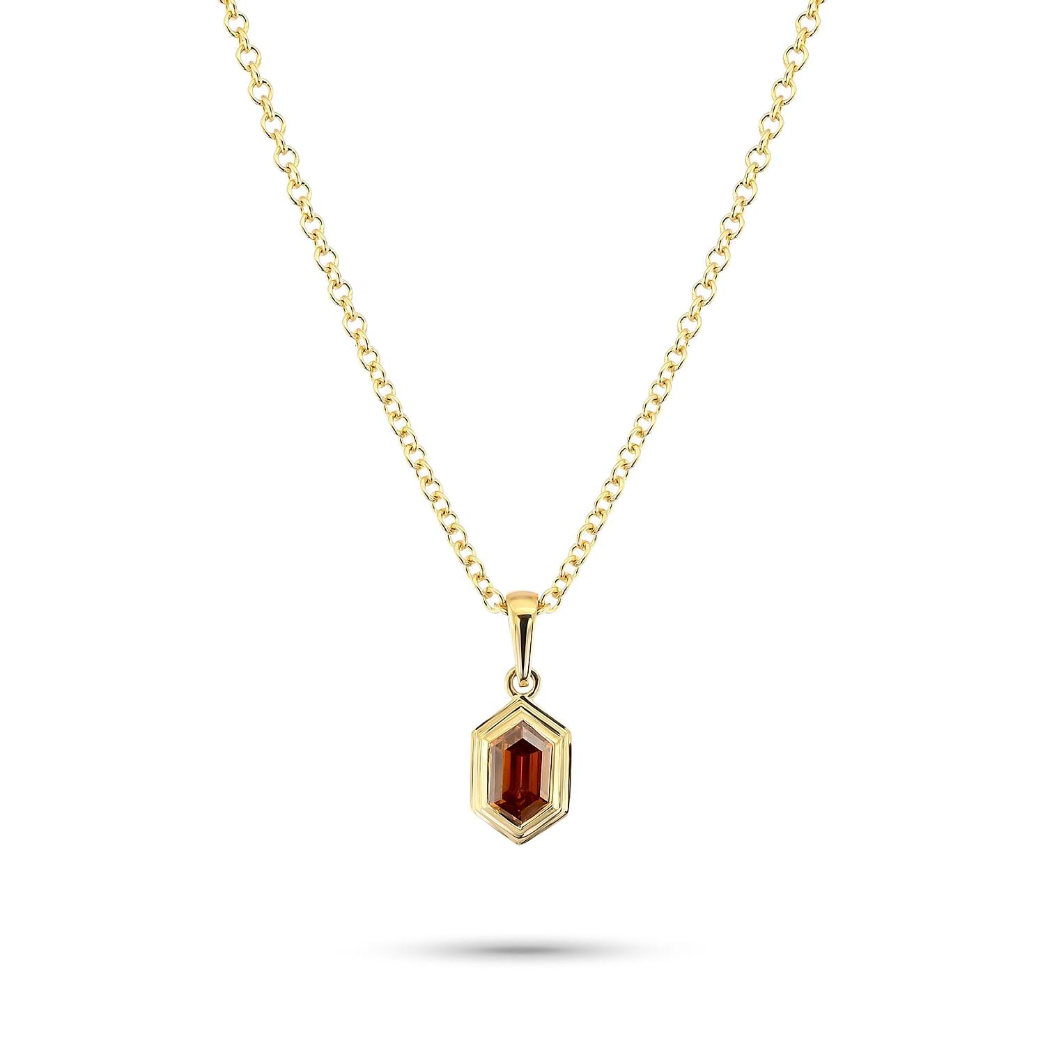 Fancy Deep Yellowish Orange Hexagonal Diamond Pendant