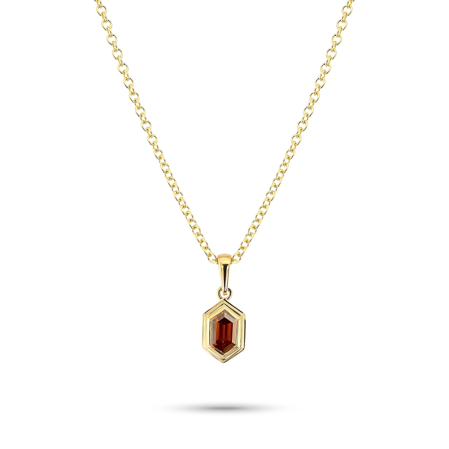 Fancy Deep Yellowish Orange Hexagonal Diamond Pendant