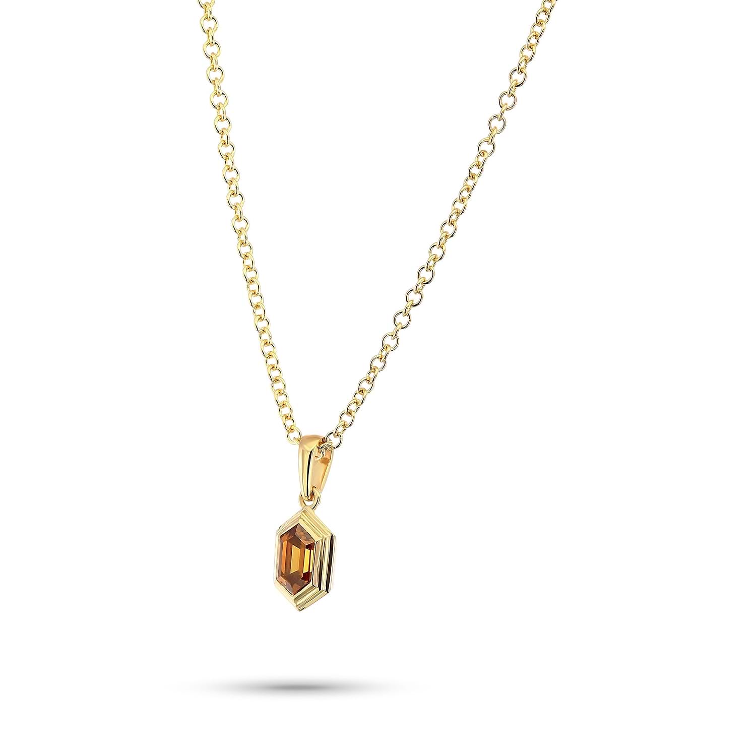 Fancy Deep Yellowish Orange Hexagonal Diamond Pendant