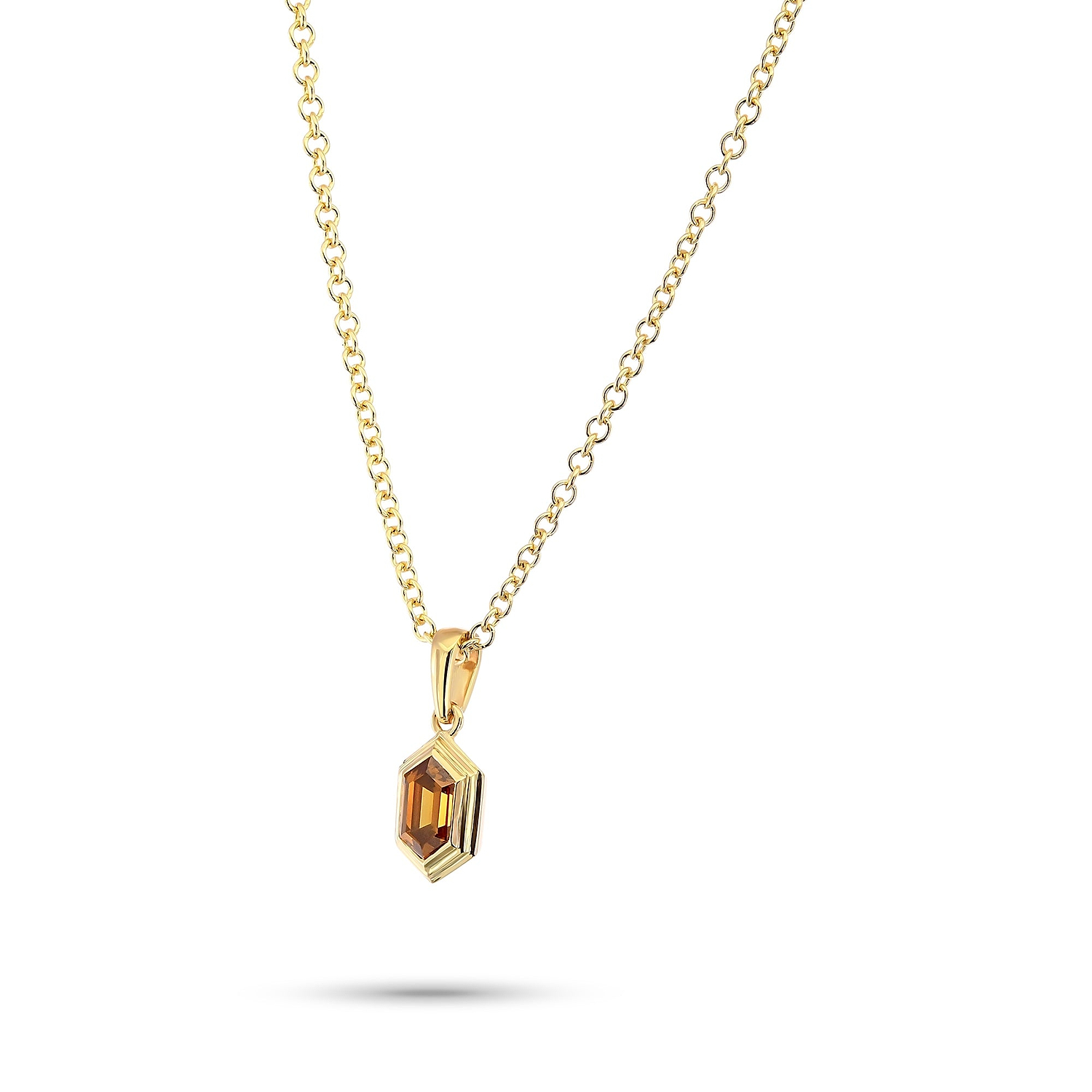 Fancy Deep Yellowish Orange Hexagonal Diamond Pendant