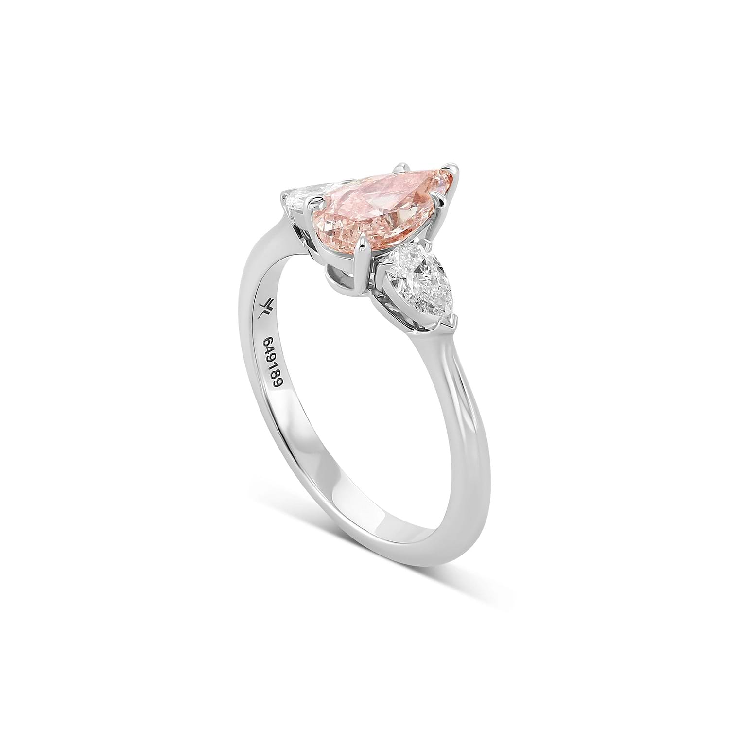 Fancy Light Pink Brown Pear 3 Stones Diamond Ring