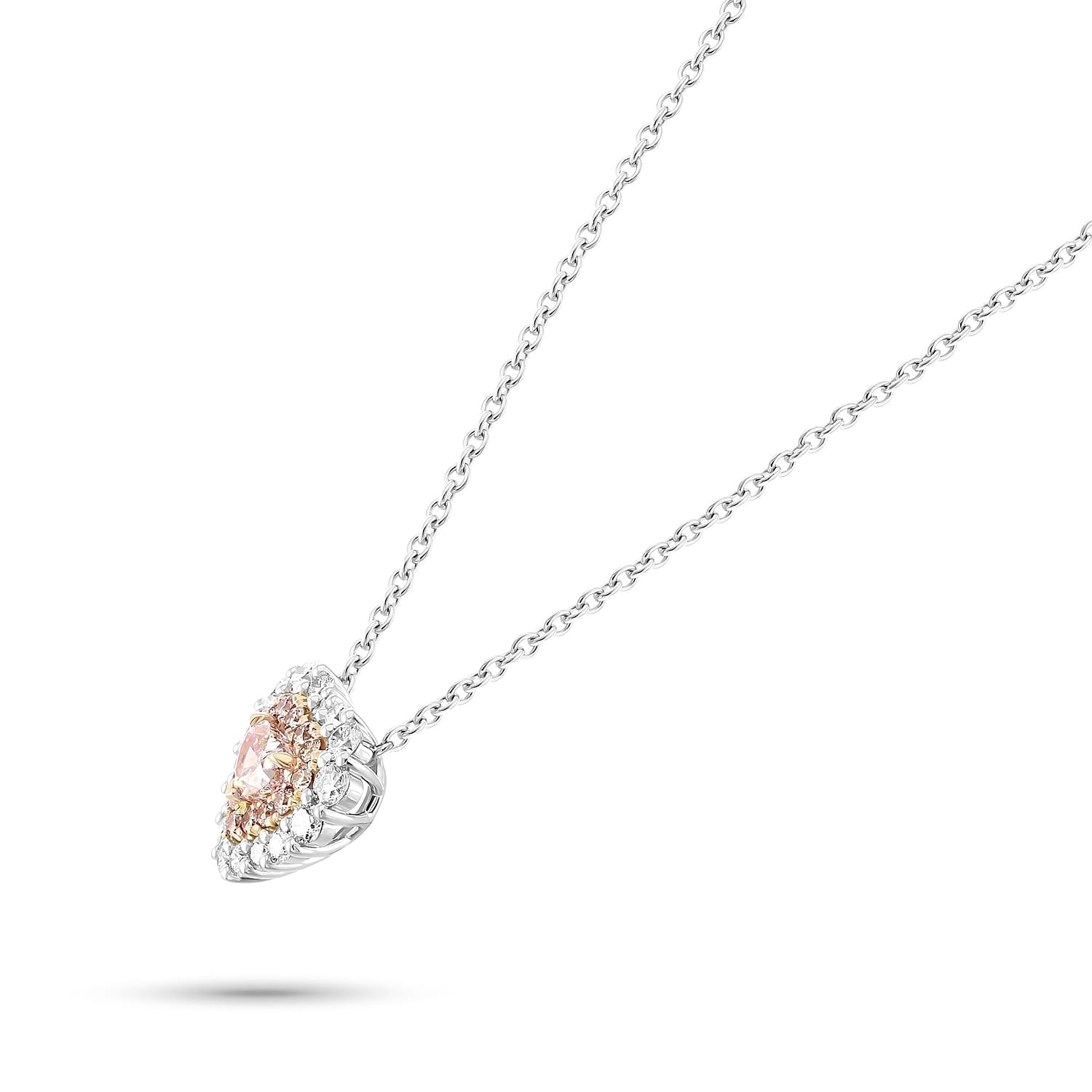 Fancy Pinkish Purple Heart Double Halo Diamond Pendant