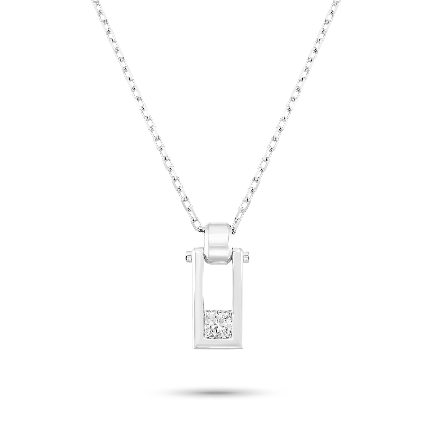 Princess-Cut White Diamond Men's Pendant