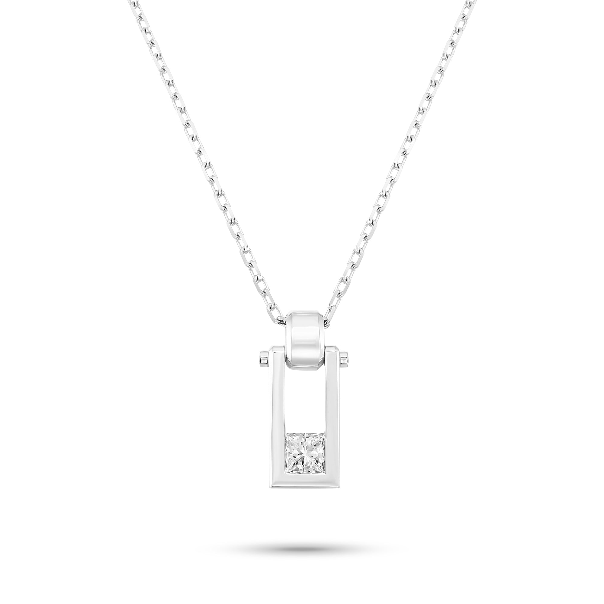 Princess-Cut White Diamond Men's Pendant