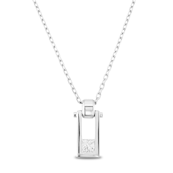 Princess-Cut White Diamond Men's Pendant