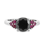Fancy Black Diamond & Ruby Side-Stone Ring
