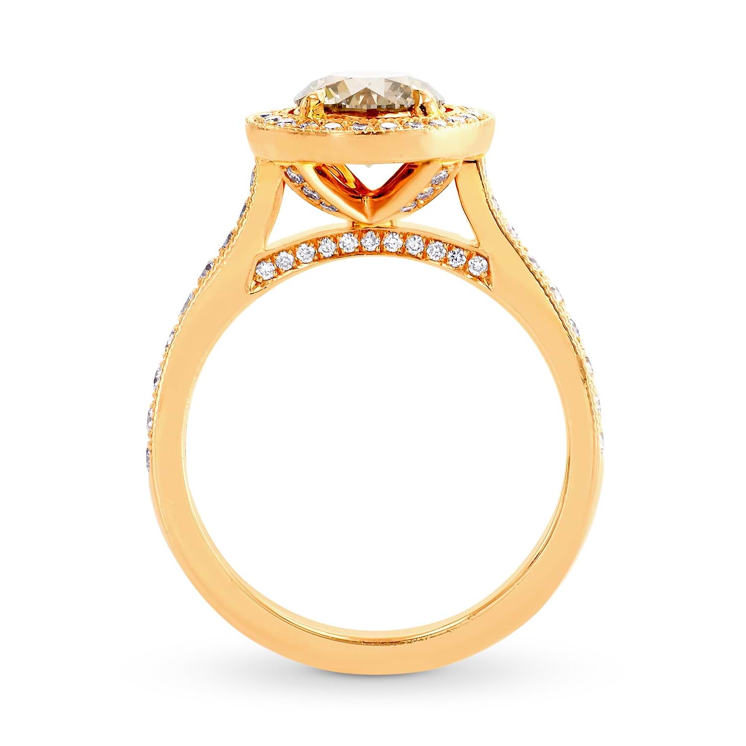Fancy Yellowish Brown Diamond Halo Engagement Ring