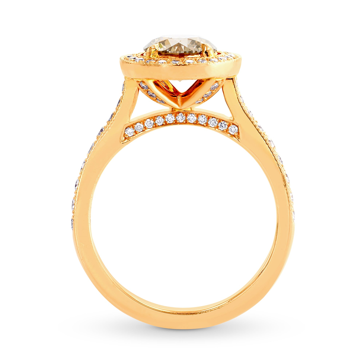 Fancy Yellowish Brown Diamond Halo Engagement Ring